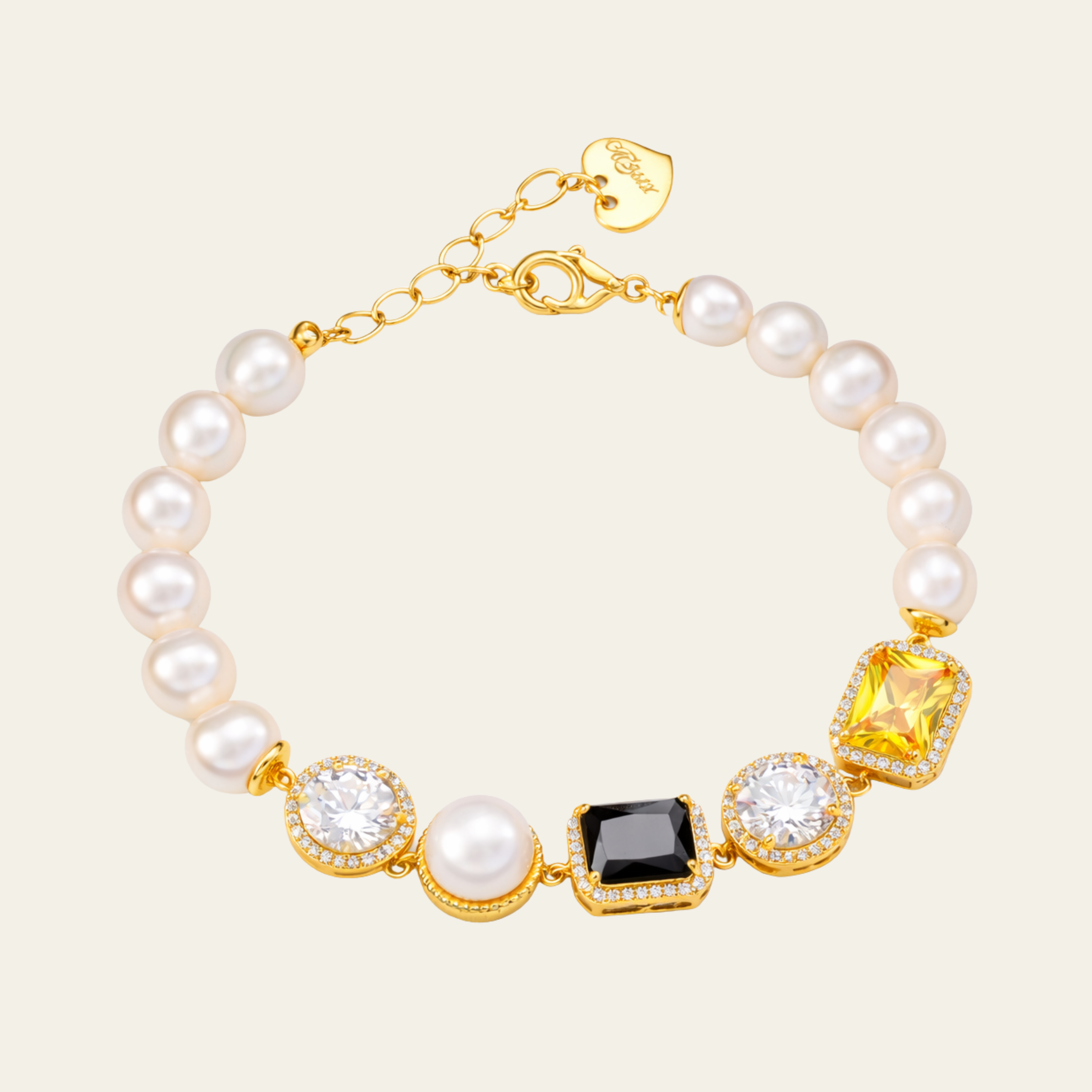 Sterling Silver Pearl Gemstone Chain Bracelet