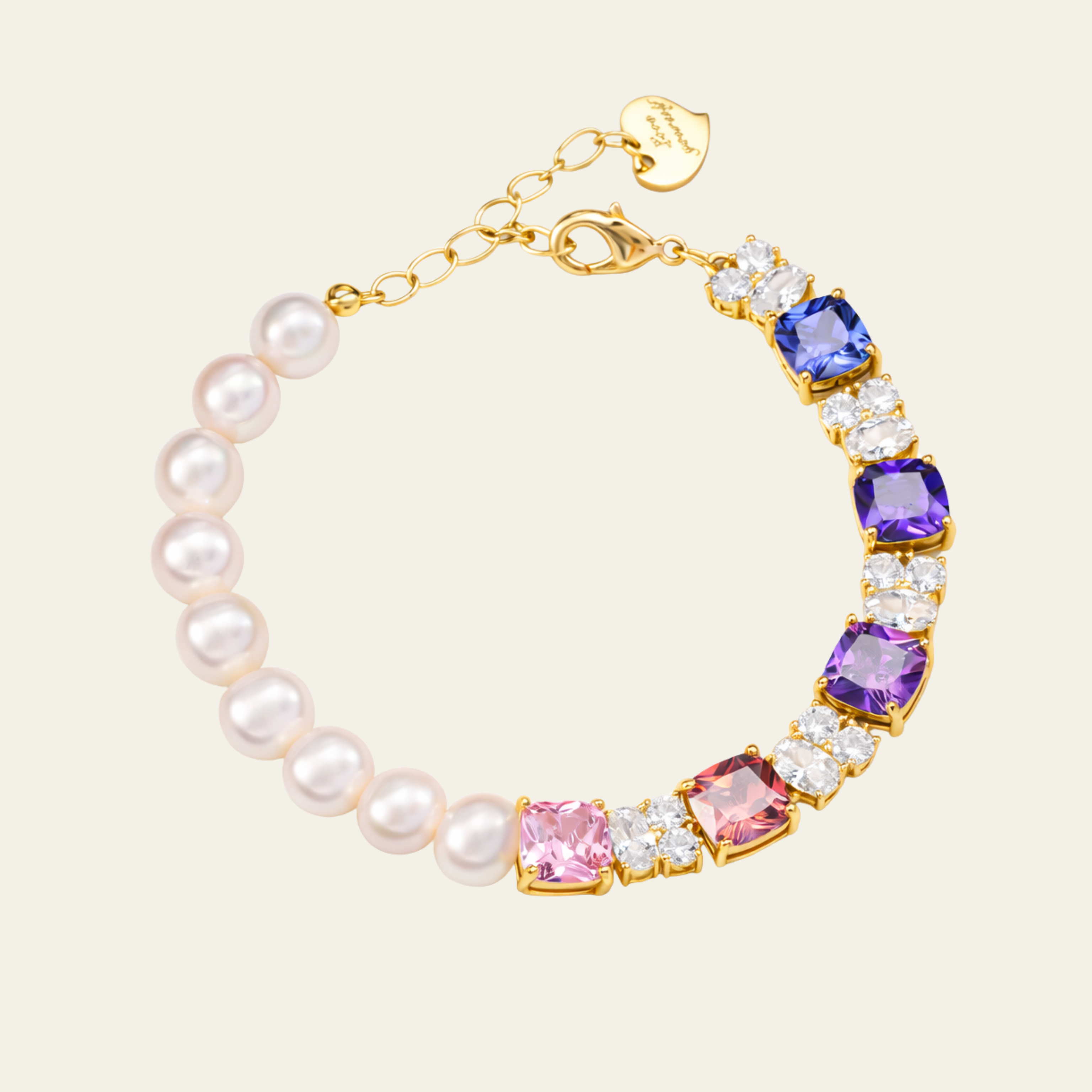 Sterling Silver Pearl Gemstone Chain Bracelet