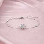Sterling Silver Heart Zircon Chain Bracelet